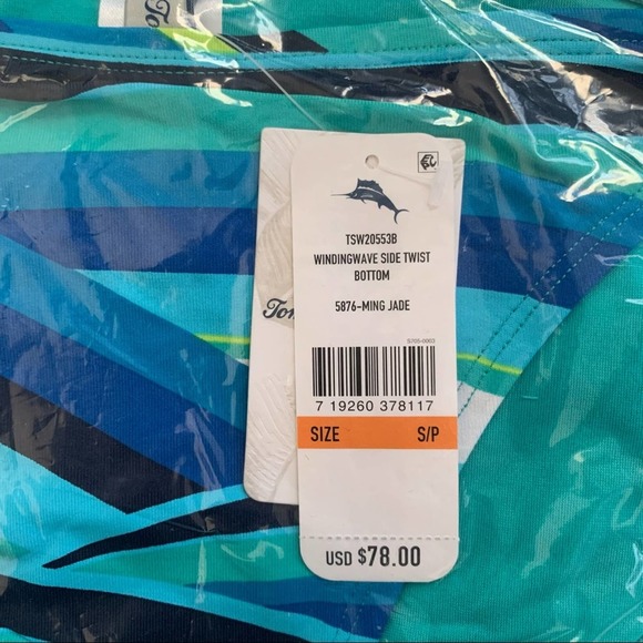 Tommy Bahama Winding Wave Side Twist Bikini Bottom in Ming Jade - Picture 6 of 7